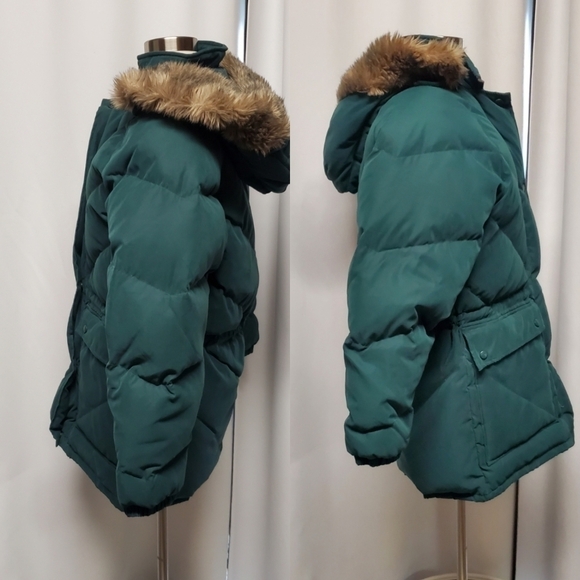 Woolrich Quilted Down Filled Puffer Jacket Parka Winter Coat Forest Green Small - Picture 4 of 8